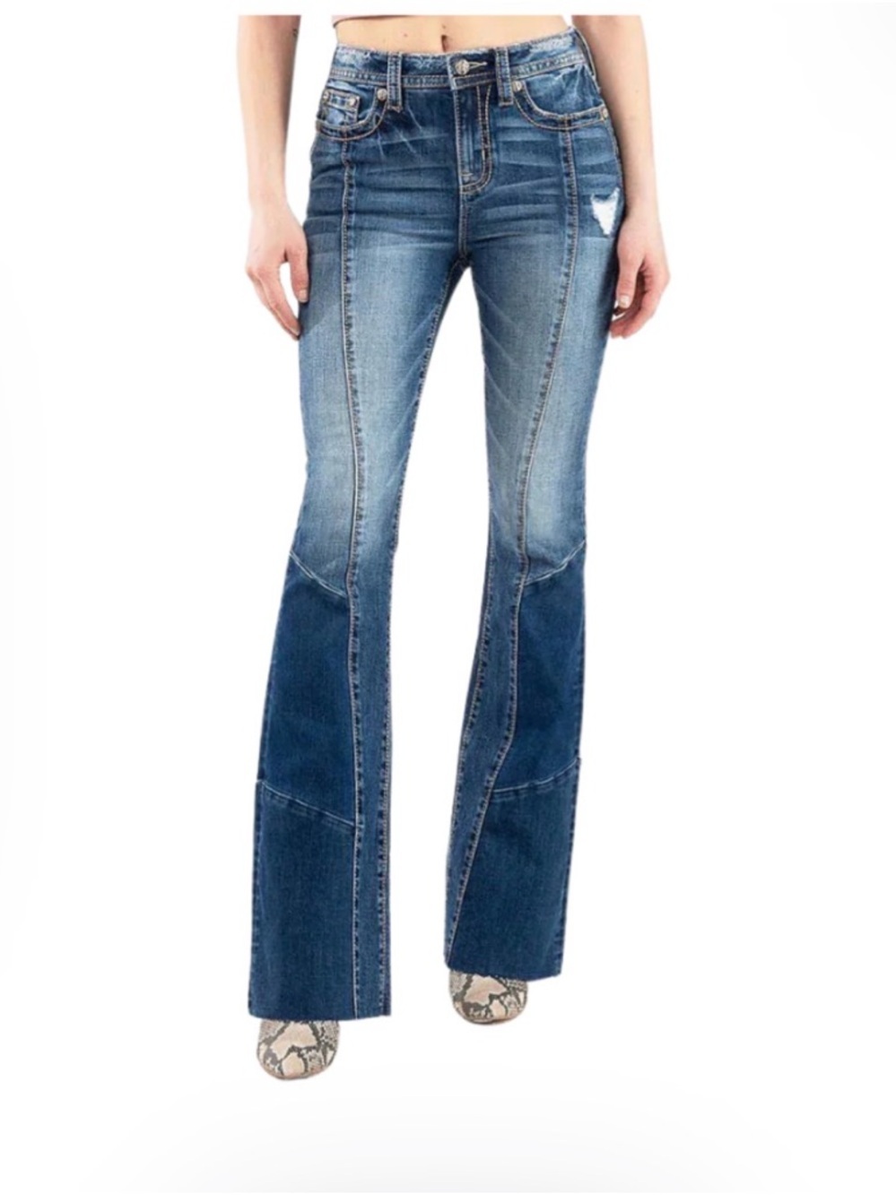Miss Me Heaven Flare Patchwork Jeans Size 31 Boho